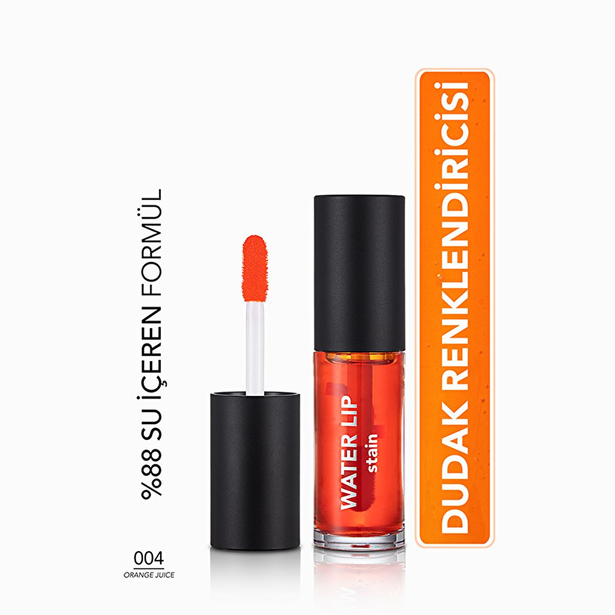 Flormar Water Lip Stain 004 Orange Juice - Long-Lasting Lip and Cheek Tint with Matte Finish Flormar Water Lip Stain 004 - Long-Lasting Matte Lip & Cheek Tint water lip stain, matte lip tint, long-lasting lip color, lip and cheek tint, Flormar Water Lip Stain 004 Orange Juice, cosmetic, makeup, lip care, cheek color, vibrant lip color, nourishing lip product, lightweight formula, intense pigment, matte finish, sponge-tipped applicator, daily makeup, special occasion makeup