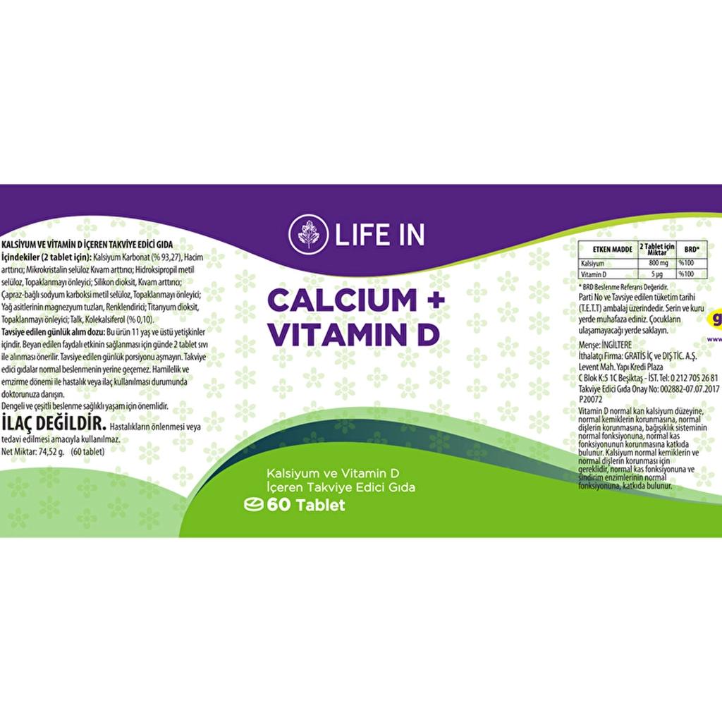 Life In Calcium &amp; Vitamin D Dietary Supplement 60 Tablets