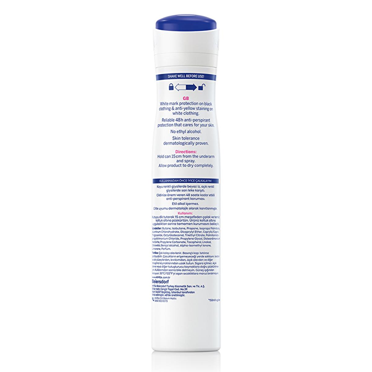 Nivea Black & White Invisible Clear Deodorant: 48H Anti-Stain Protection for Dark & Light Clothes - Alcohol-Free Spray for Women Nivea Deodorant: 48H Anti-Stain Protection for Women Nivea deodorant, women's deodorant, anti-white mark deodorant, anti-yellow stain deodorant, 48-hour deodorant, invisible deodorant, clear deodorant, alcohol-free deodorant, spray deodorant, deodorant for dark clothes, deodorant spray, women's hygiene, stain-free deodorant, odor protection, sweat protection, sensitive skin deodor