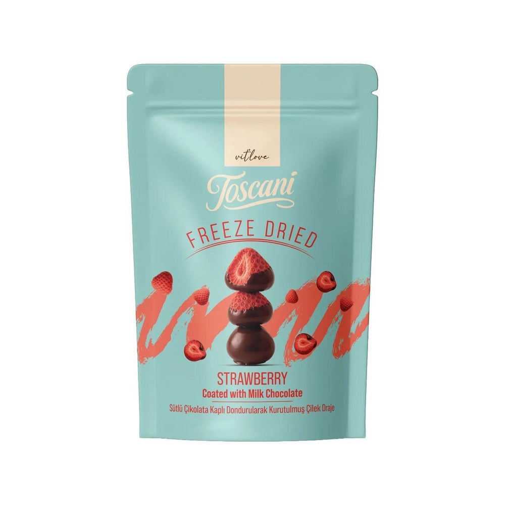 Toscani Milk Chocolate Freeze-Dried Strawberry Drops 60g Snack