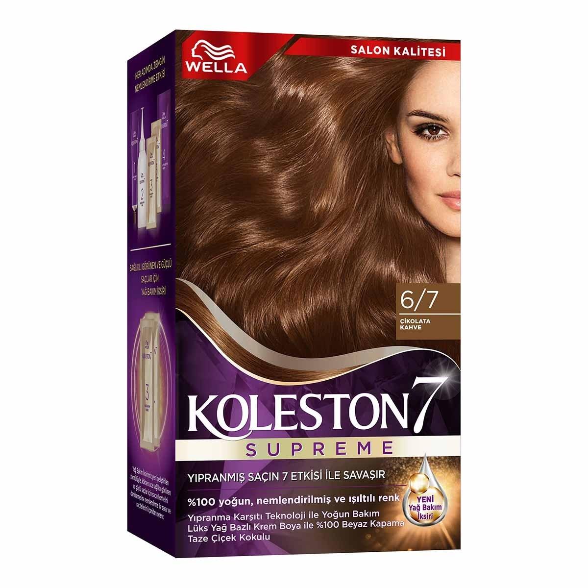 Wella Koleston Supreme Chocolate Brown Hair Dye 6/7 - Intense Color, Gray Coverage &amp; Oil Treatment for Moisturized Hair Wella Koleston Chocolate Brown Hair Dye. Intense Color &amp; Gray Coverage hair dye, hair color, at home hair color, chocolate brown hair dye, permanent hair color, hair coloring kit, gray hair coverage, wella koleston, hair color with oil treatment, hair coloring, brown hair dye, diy hair color, home hair color, gray coverage, hair color kit, hair color for women, hair color for gray hair, ha