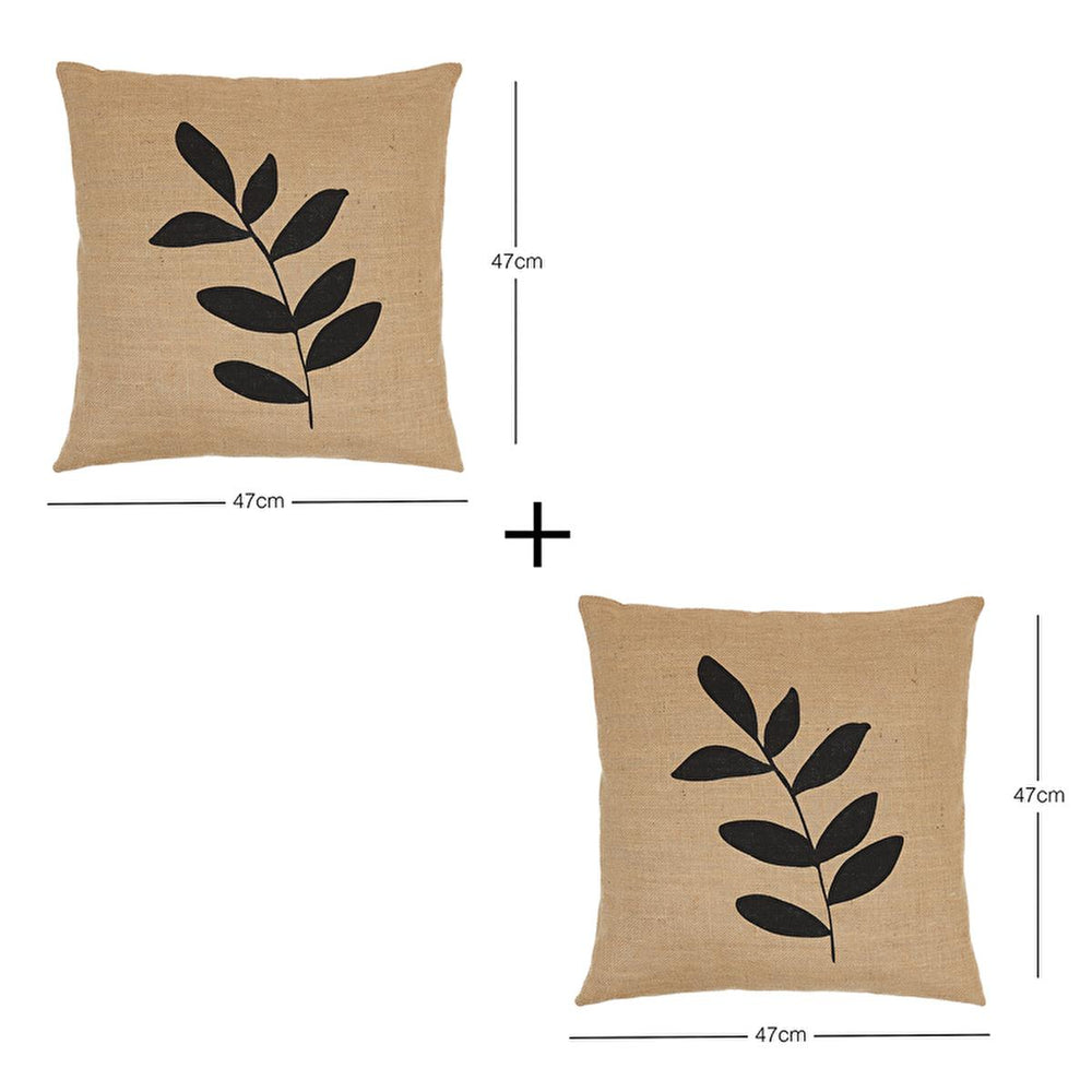 Ocean Home Jute Throw Pillow Cover Set - 2 Leaf Pattern 50x50cm - Natural Fiber, Boho, Rustic Decorative Cushion Covers Jute Pillow Cover Set - Boho Decor - Ocean Home jute pillow cover, throw pillow cover set, boho pillow cover, natural fiber pillow, organic pillow cover, decorative pillow cover, rustic pillow cover, jute cushion cover, leaf pattern pillow, 50x50 cm pillow cover, jute pillow, throw pillow, boho decor, natural fiber decor, organic decor, decorative pillows, rustic decor, jute cushion, cushi