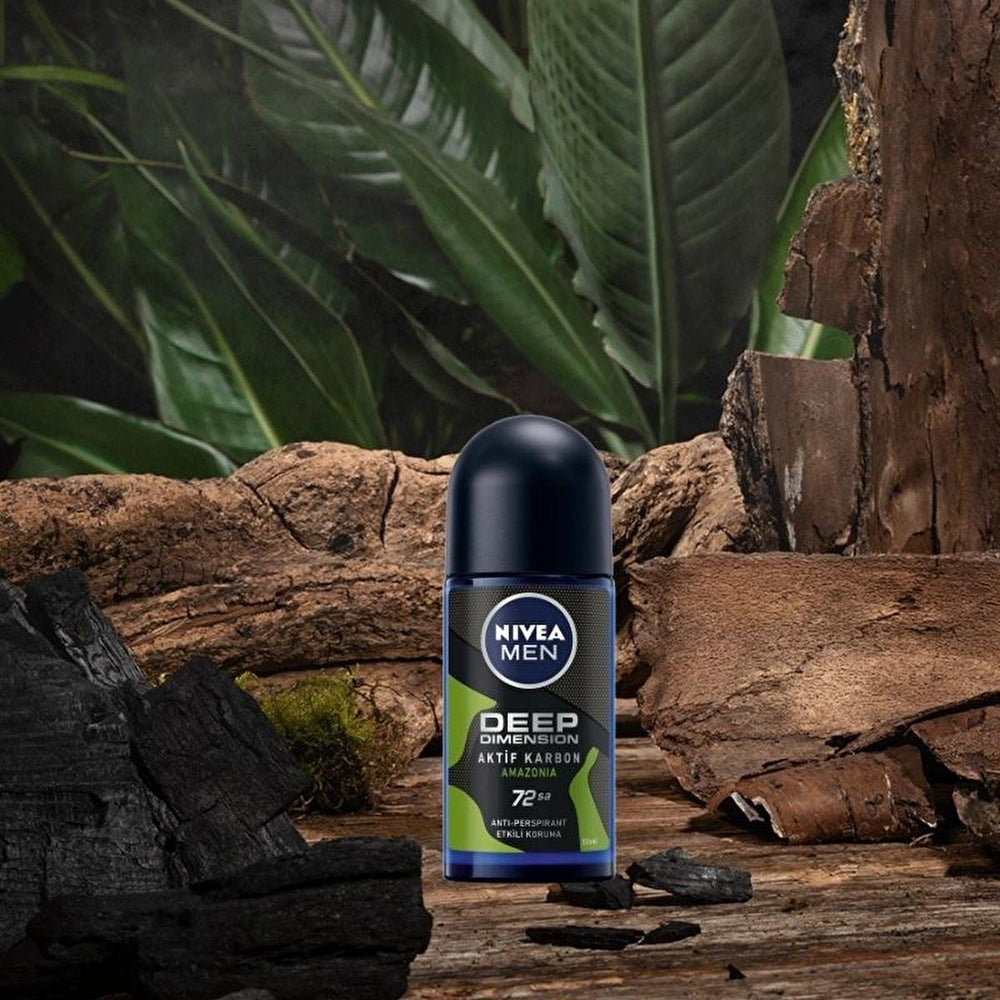 Nivea Men Deep Dimension Amazonia Roll-on Deodorant - Long Lasting Anti-Perspirant Protection for Men, 72 Hours - Deodorant