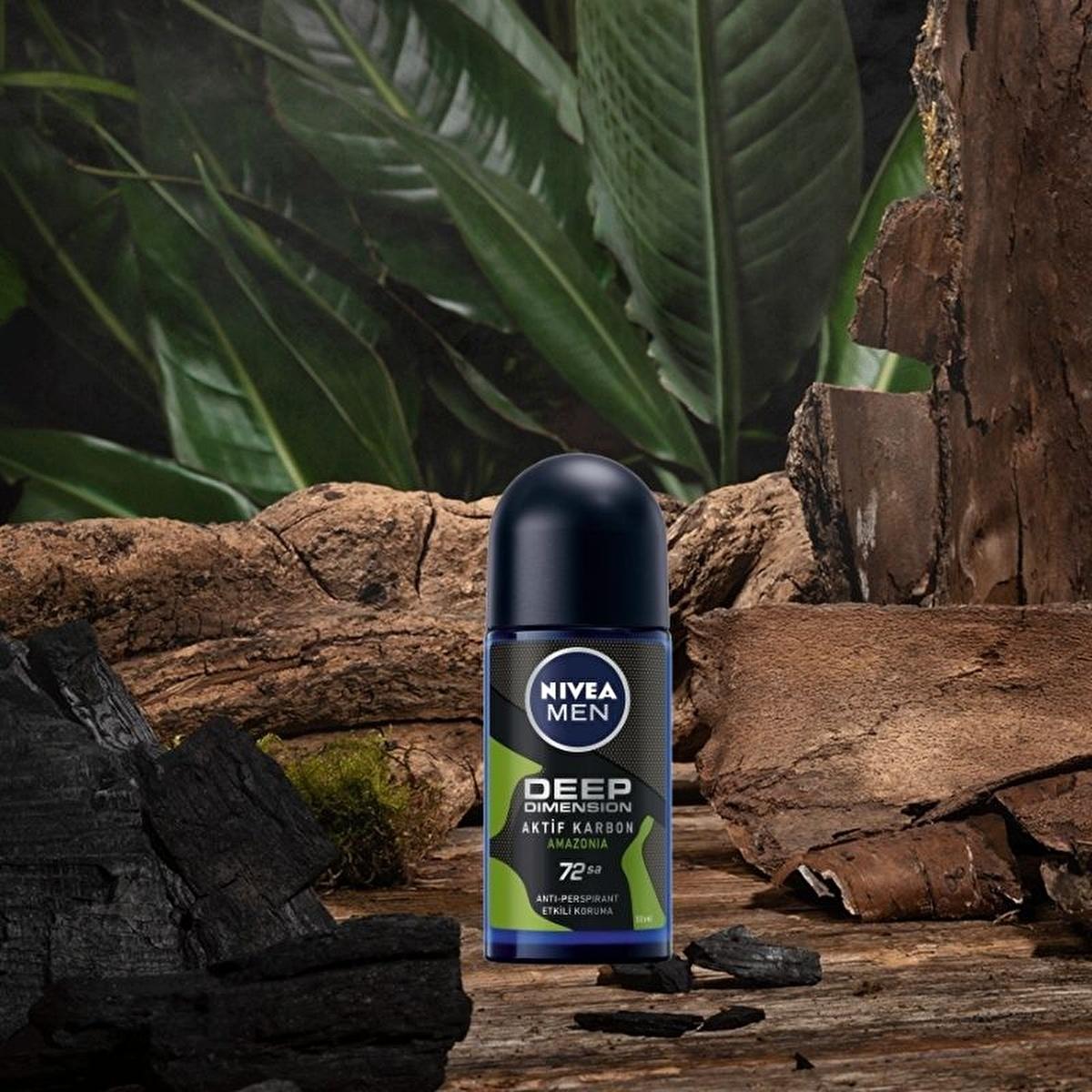 Nivea Men Deep Dimension Amazonia Roll-on Deodorant - Long Lasting Anti-Perspirant Protection for Men, 72 Hours Freshness, Masculine Scent Nivea Men Deep Dimension Amazonia Deodorant - 72 Hours Freshness Nivea Men Deodorant, Roll-on Deodorant, Long-lasting Anti-perspirant, Men's Grooming, Amazonia Scent Deodorant, Men's Personal Care, Anti-perspirant Deodorant, Masculine Fragrance, Black Carbon Deodorant, Dermatologically Tested Deodorant, 72 Hour Protection, Freshness for Men, Confidence Boost, Daily Groom