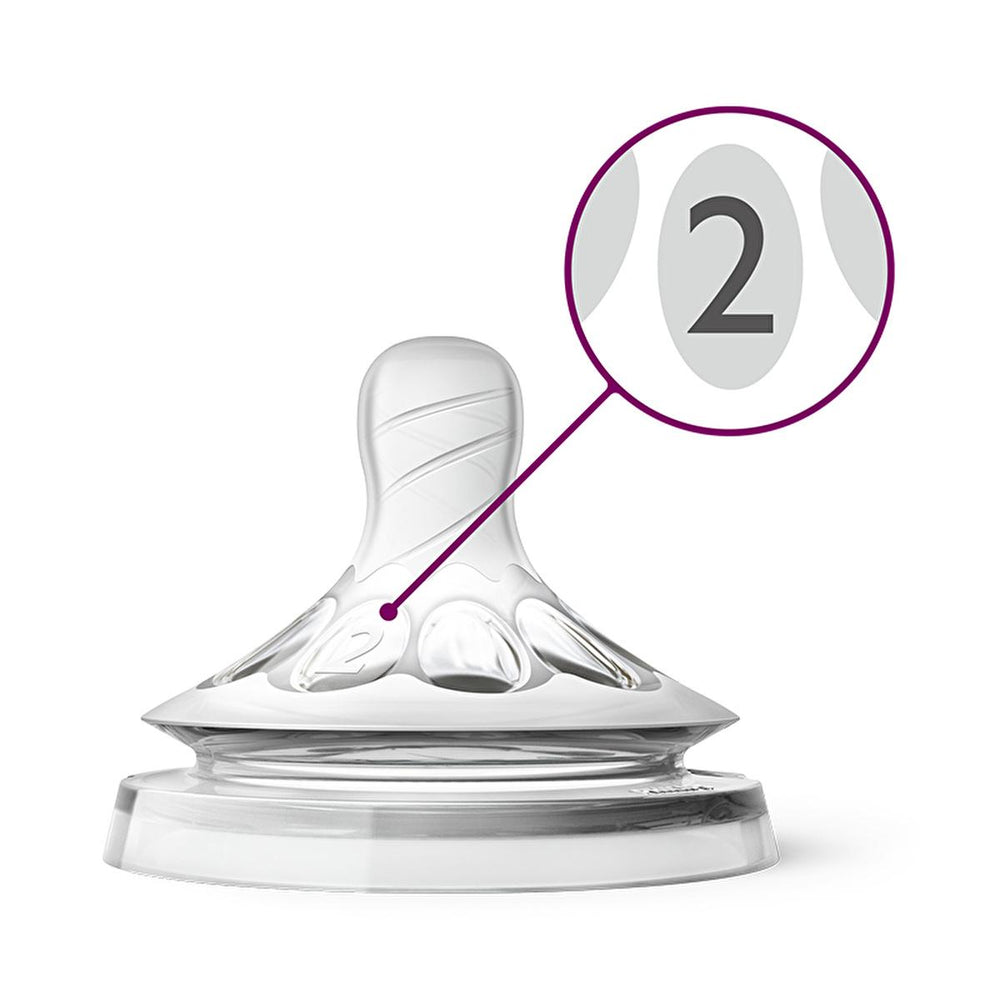 Philips Avent Natural Baby Bottle Nipple 2 Hole Slow Flow for 1 Month+ Infants - Pack of 2 - Baby Care