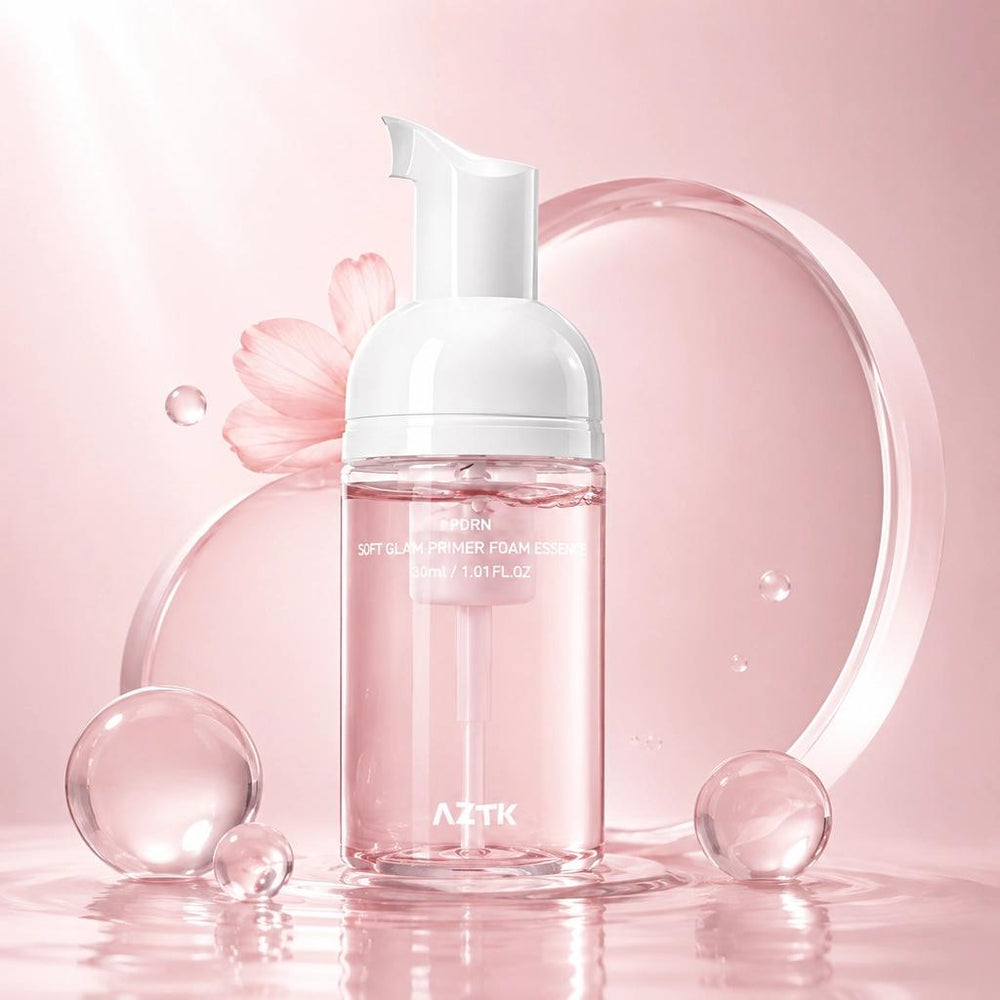 AZTK PDRN Soft Glam Primer Foam Essence Makeup Base Bouncy Pink 95 ml