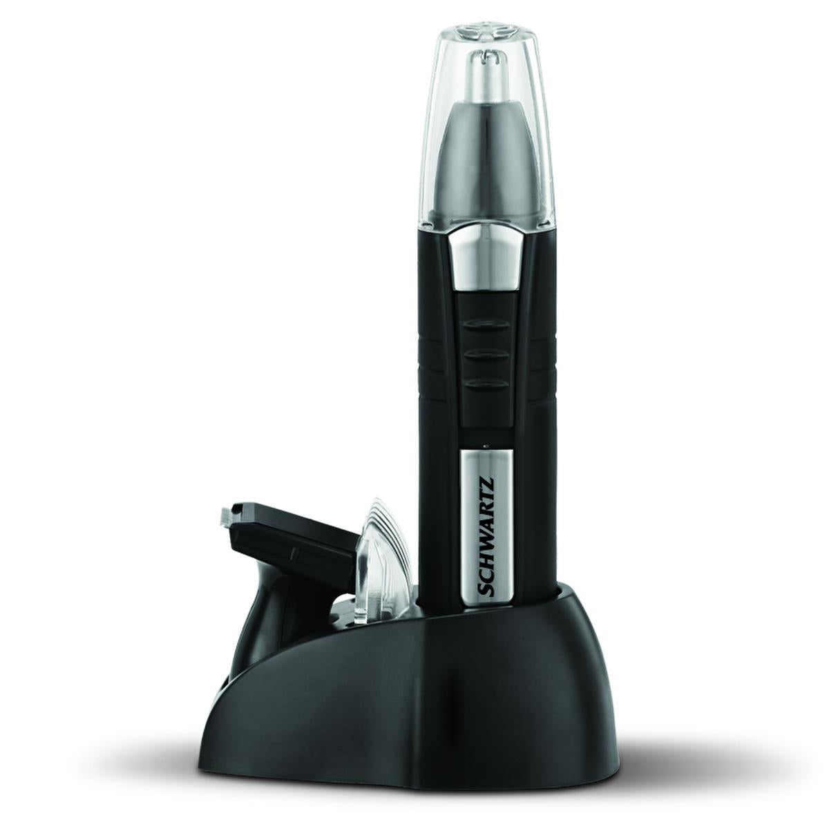 Schwartz Nose and Ear Hair Trimmer SWTR-8009 - Stainless Steel Blades, Dry Usage, Precision Grooming Tool Schwartz Nose & Ear Hair Trimmer - Precision Grooming nose hair trimmer, ear hair trimmer, personal grooming, stainless steel blades, dry trimmer, precision grooming, grooming tool, safety features, slim design, protective cap