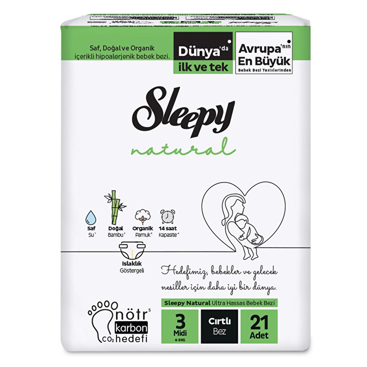 Sleepy Natural: Size 3 Midi Baby Diapers (21-Count) - Bamboo &amp; Organic Cotton, Wetness Indicator, Hypoallergenic, Up to 15 Hour Protection Sleepy Natural Baby Diapers - Size 3, Organic Cotton &amp; Bamboo baby diapers, natural baby diapers, organic cotton diapers, bamboo diapers, hypoallergenic baby diapers, baby diapers with wetness indicator, overnight baby diapers, newborn diapers, size 3 baby diapers, midi baby diapers, diapers, natural diapers, organic diapers, bamboo diapers, hypoallergenic diapers, wetne