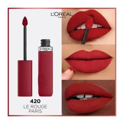 loreal paris infaillible matte liquid lipstick 420 le rouge, swatch of loreal paris liquid lipstick 420 le rouge, loreal paris lipstick packaging Loreal Paris Infaillible Matte Liquid Lipstick - 420 Le Rouge | 0.17 fl oz Loreal Paris Infaillible Matte Liquid Lipstick - 420 Le Rouge loreal-paris, matte-lipstick, liquid-lipstick, long-lasting-lipstick, makeup-enthusiasts, women, beauty, lip-color, ai-generated, 420-le-rouge