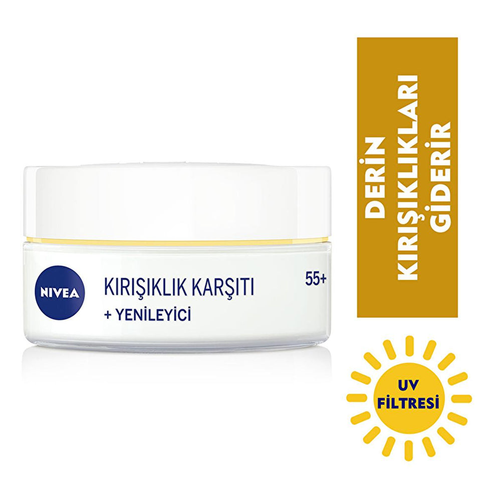 Nivea Anti-Wrinkle Face Cream for Mature Skin 55+ - Deep Moisturization & UV Protection - Face Cream