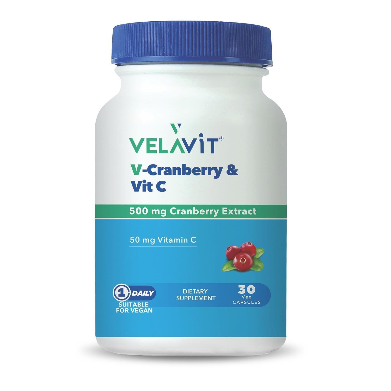 Velavit V-Cranberry &amp; Vitamin C Daily Supplement 30 Capsules