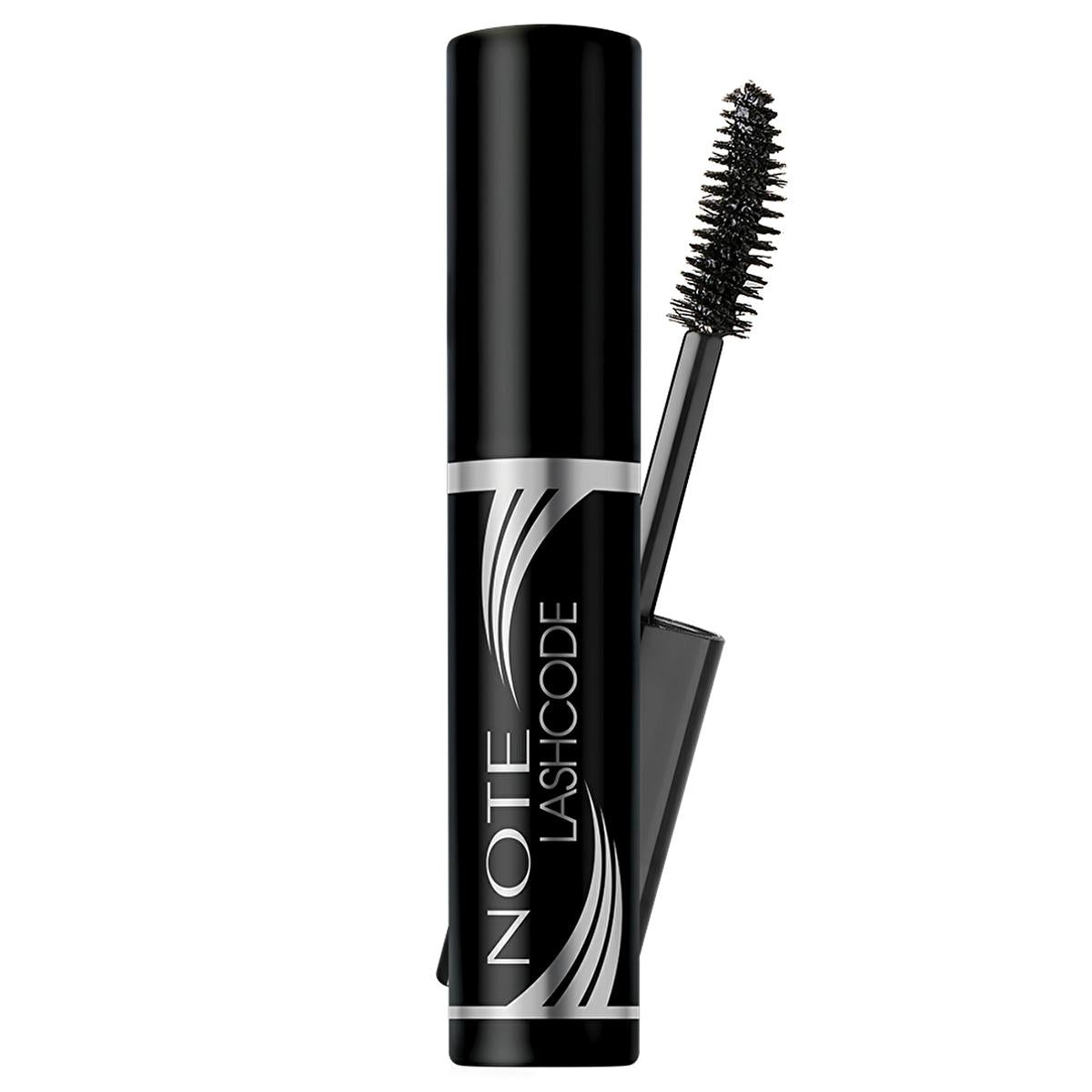 note-lash-code-black-mascara-front-view, note-lash-code-black-mascara-brush, note-lash-code-black-mascara-application Note Lash Code Black Mascara - Long-Lasting Volume for Curly Lashes | 12 ml Note Lash Code Black Mascara - Long-Lasting Volume note, mascara, black-mascara, curled-lashes, makeup-enthusiasts, contact-lens-safe, vitamin-e, sensitive-eyes, long-lasting, ai-generated