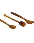 Lava Cast Iron Mini Utensil Set - 3 Piece Olive Wood Handle Spoon Fork Honey Spoon - view 2