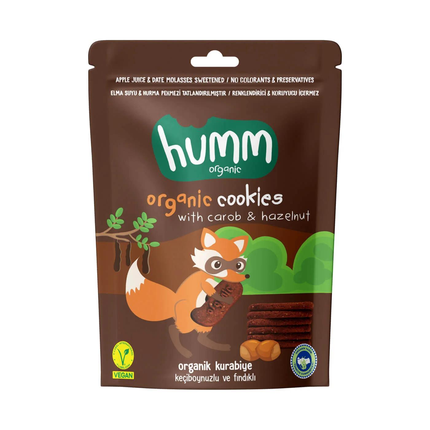 Humm Organik Vegan Carob &amp; Hazelnut Cookies, Organic Snack 55g