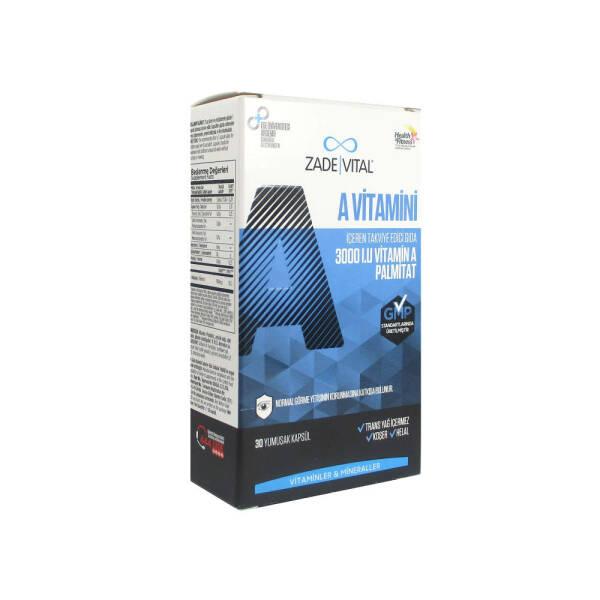 Zade Vital - Vitamin A 3000 IU Dietary Supplement for Vision & Immune Health - 30 Capsules Zade Vital Vitamin A 3000 IU - Supports Vision & Immune Health Dietary Supplement, Vitamin A, Vitamin A Palmitat, 3000 IU Vitamin A, 30 Capsules, Zade Vital A Vitamini, Vision Health, Immune Support, Skin Health, Nutritional Supplement, Health and Wellness, Vitamin Supplementation