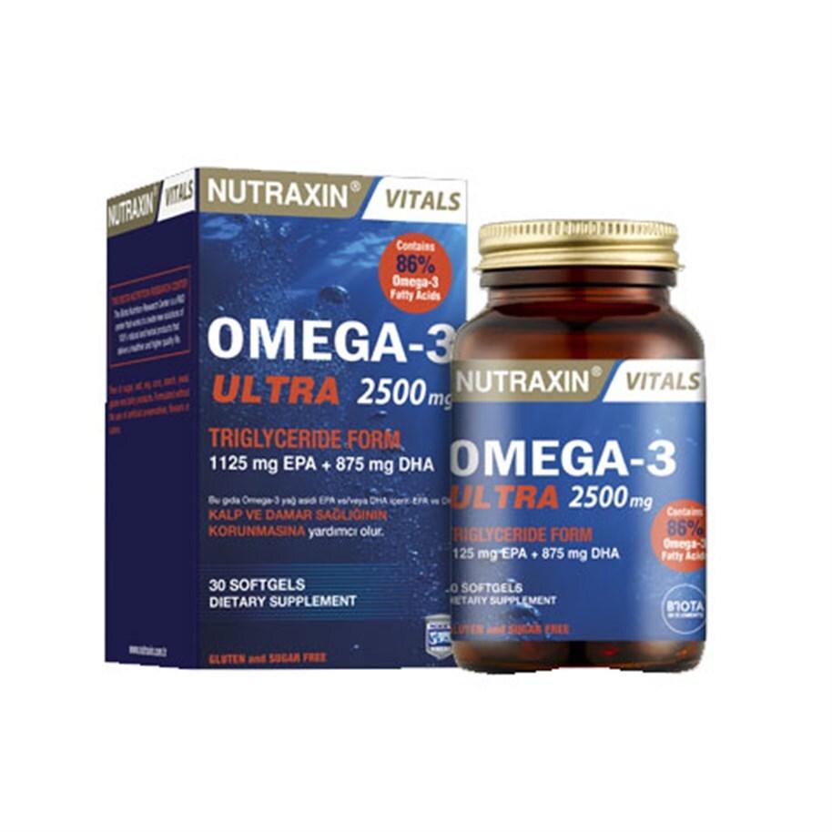 Nutraxin Omega-3 Ultra 2500 mg - High Dose Fish Oil Capsules - Vitamin & Supplement