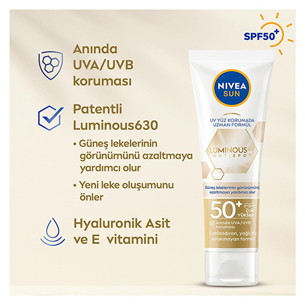 Nivea Sun Luminous630 SPF 50 Face Sunscreen: Reduce Dark Spots, Anti-Aging, Hyaluronic Acid - Daily Sun Protection Cream Nivea Sun Luminous630 SPF50: Dark Spot Correcting Face Sunscreen sunscreen face cream, SPF 50 sunscreen, dark spot sunscreen, hyaluronic acid sunscreen, anti-aging sunscreen, sun protection face cream, Nivea sunscreen, sunscreen for dark spots, face sunscreen for daily use, Luminous630 sunscreen, sunscreen, face cream, SPF 50, dark spots, hyaluronic acid, anti-aging, sun protection, Nivea