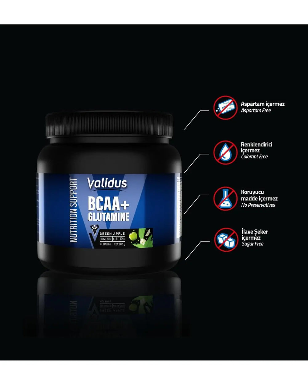 Validus BCAA Green Apple Amino Acid Supplement 600g