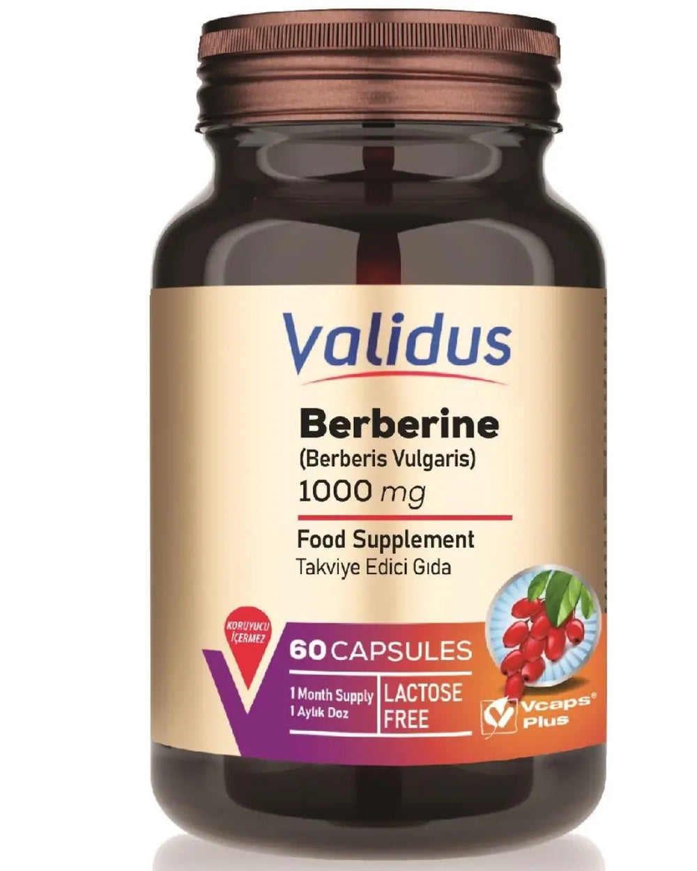 Validus Berberin 1000 mg Berberis Vulgaris Supplement 60 Capsules