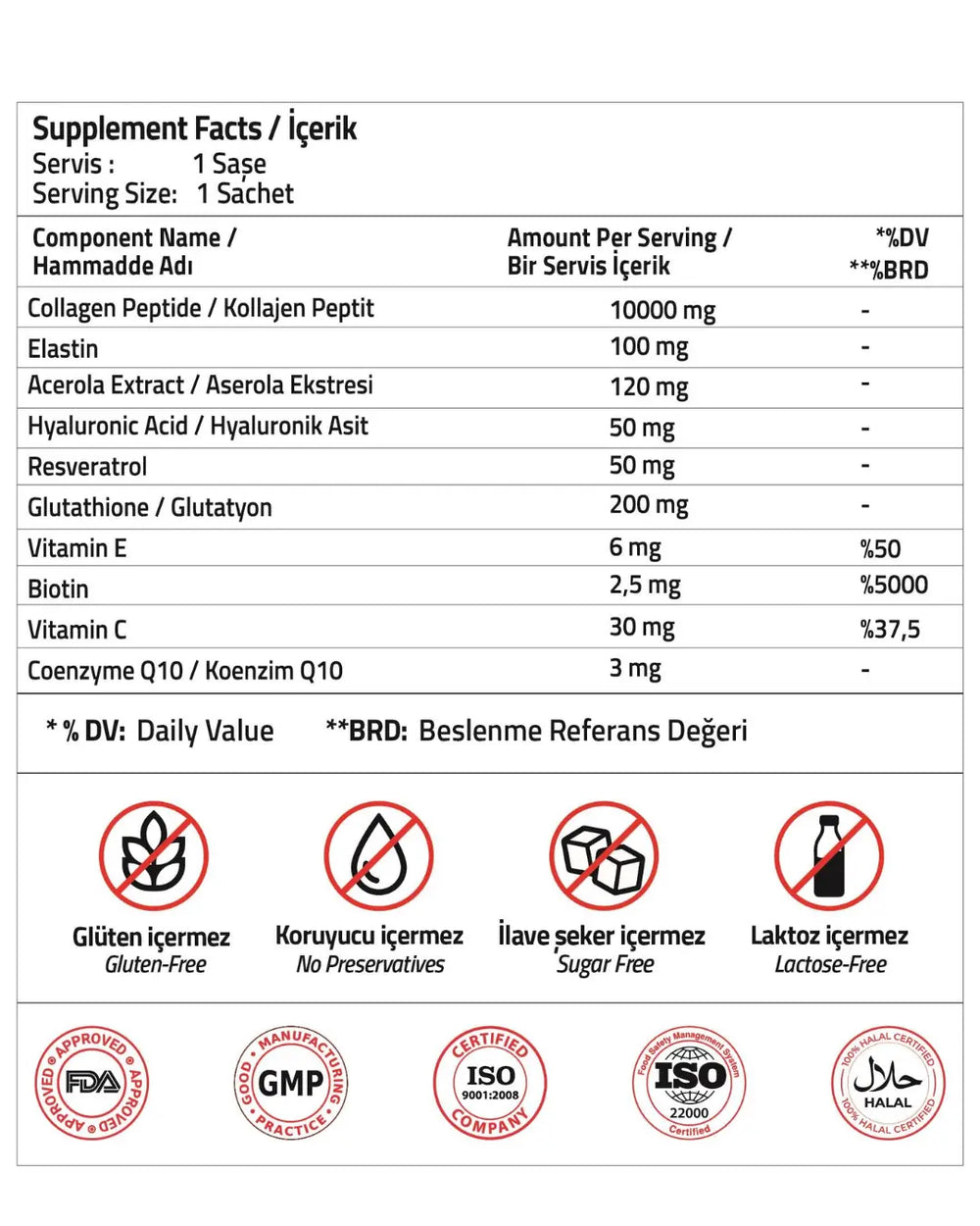Validus Collagen 10,000mg & Elastin Supplement 30 Sachets