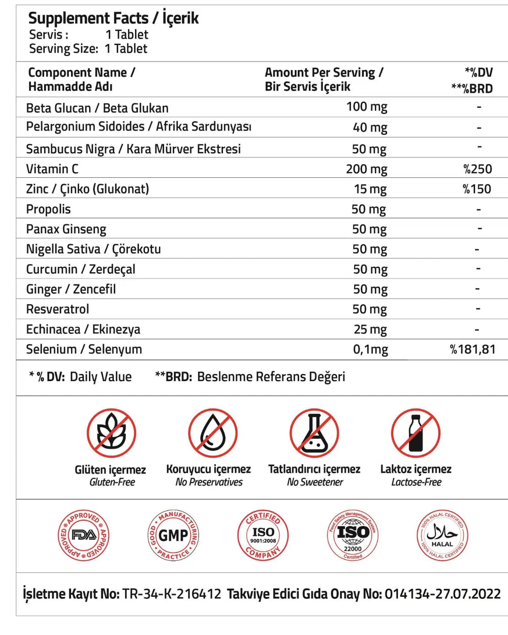 Validus Immun Beta Glucan & Sambucus Nigra Supplement 30 Tablets