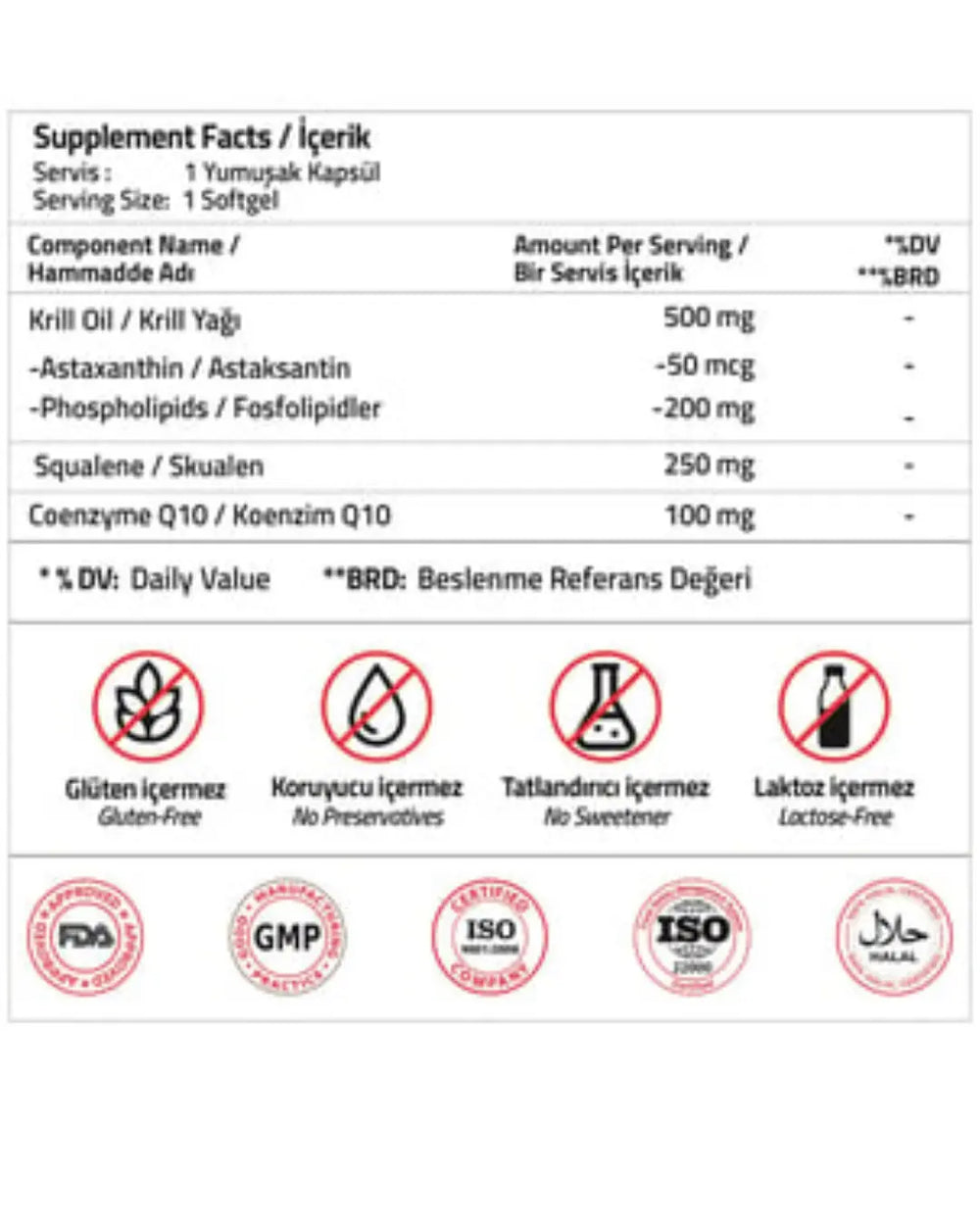 Validus Krill Oil 500mg & Squalene 250mg Dietary Supplement 30 Softgels