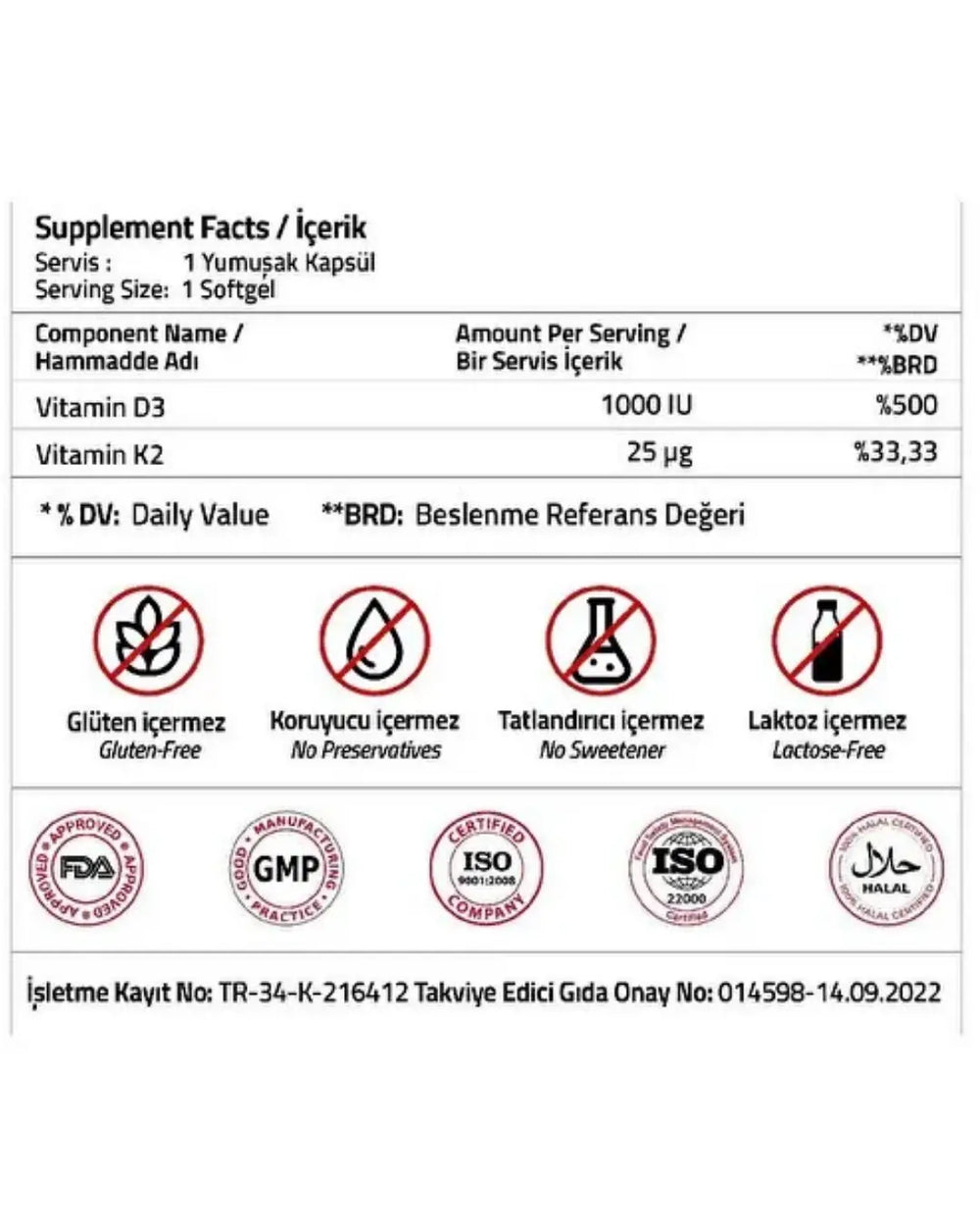 Validus Vitamin D3 & K2 Supplement for Bone Support 30 Softgels