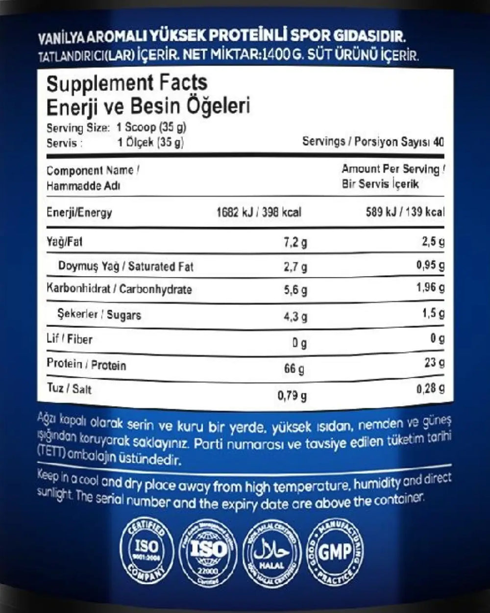 Validus Whey Protein Complex Vanilla Support Powder 1400g