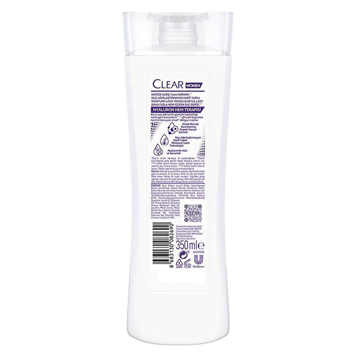 Clear Women Hyaluron Moisture Therapy Anti-Dandruff Shampoo - 48H Hydration, Dry Scalp Treatment, Volumizing Clear Women Hyaluron Shampoo: Hydrate Scalp, Anti-Dandruff anti-dandruff shampoo, moisturizing shampoo, hyaluronic acid shampoo, dry scalp treatment, volumizing shampoo, hair hydration, dandruff control, itchy scalp relief, shampoo for dry hair, clear women shampoo, shampoo, hair care, dry hair, dandruff, itchy scalp, hair volume, hydration, hyaluronic acid, ceramide, moisture-lock technology, 48-hou
