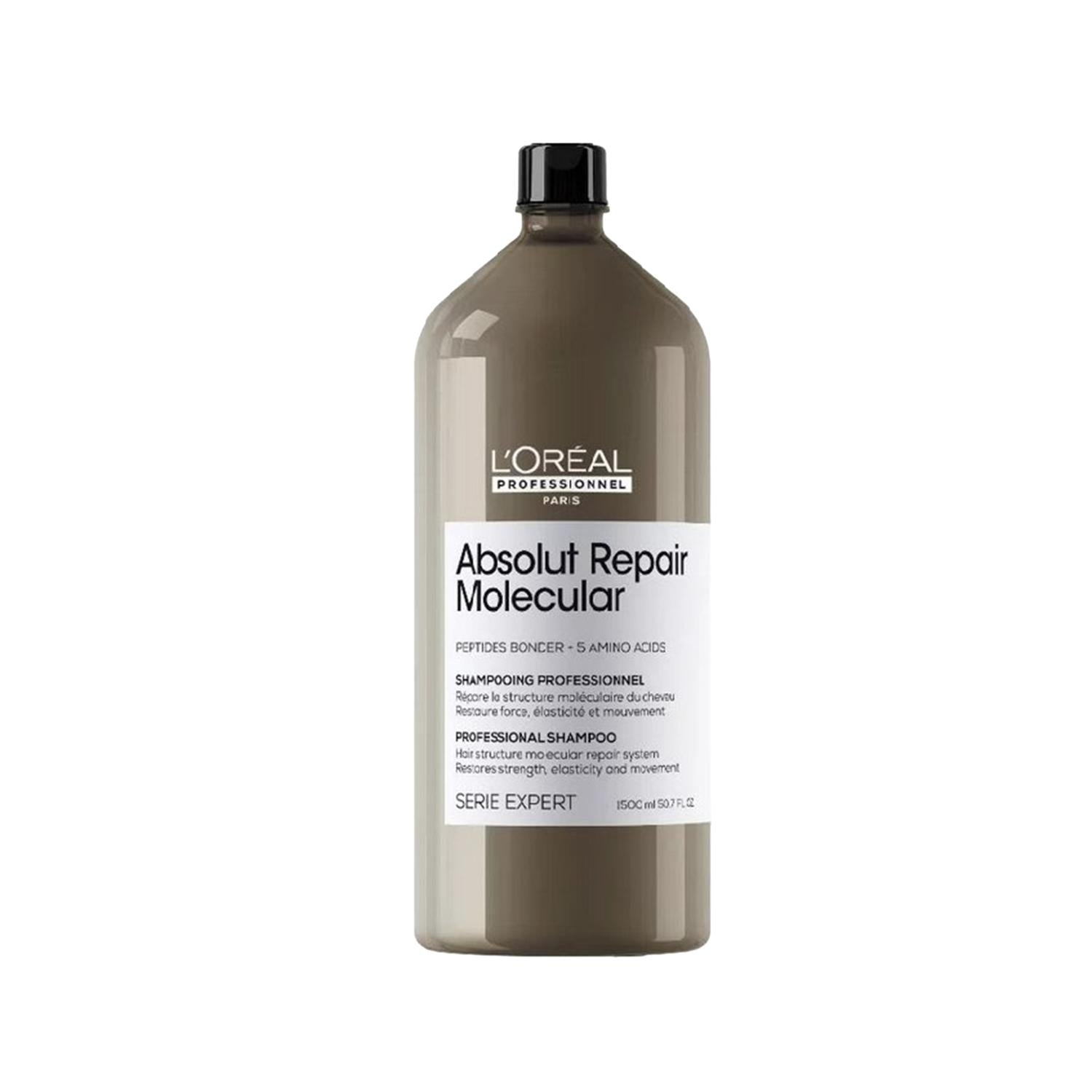 L&#39;Oreal Professionnel Paris Serie Expert Absolut Repair Molecular Damaged Hair Shampoo - 1500ml, Repairing &amp; Purifying for Professionals &amp; Consumers L&#39;Oreal Professionnel Paris Damaged Hair Shampoo - Repair &amp; Purify L&#39;Oreal Professionnel Paris, Serie Expert Absolut Repair Molecular, damaged hair shampoo, repairing shampoo, professional hair care, hair repair, purifying shampoo, molecular repair technology, large volume shampoo, 1500ml shampoo