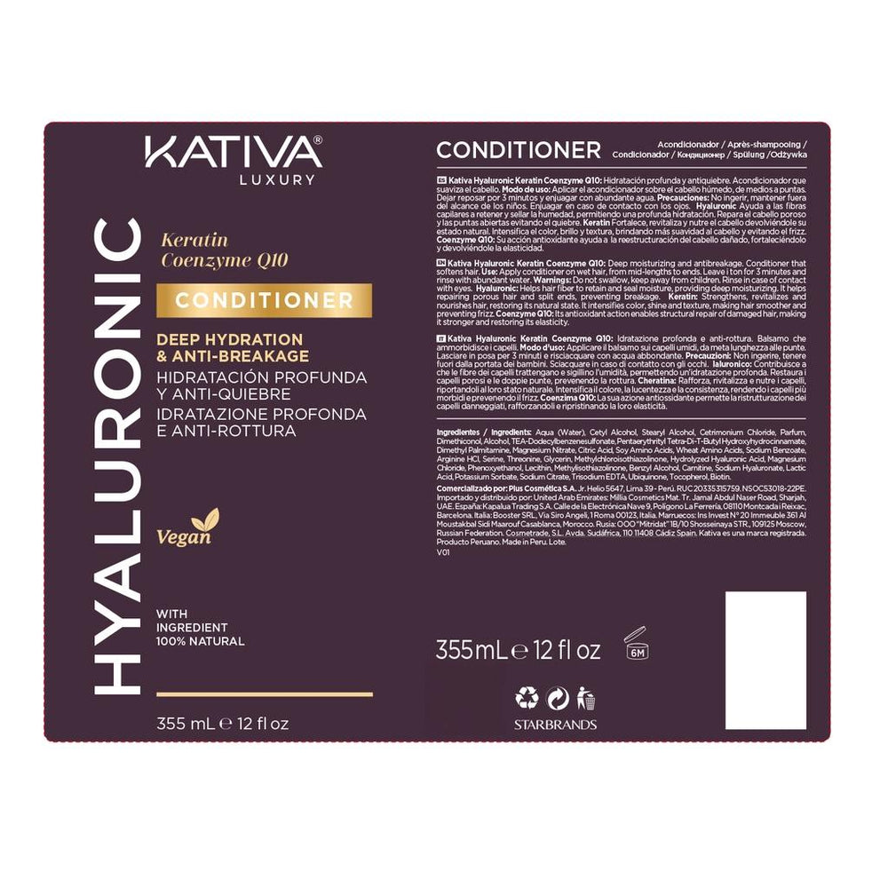 Kativa Hyalüronik Nemlendirici Kırılma Önleyici Saç Kremi 355 ml