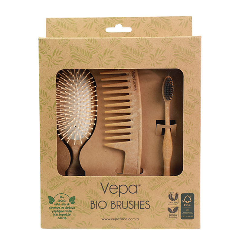 Vepa Bio Brushes 3-Piece Eco-Friendly Hair & Oral Care Set