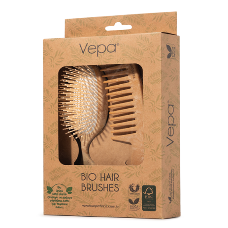 Vepa Bio Hair Brush & Comb Eco-Friendly Detangling Set