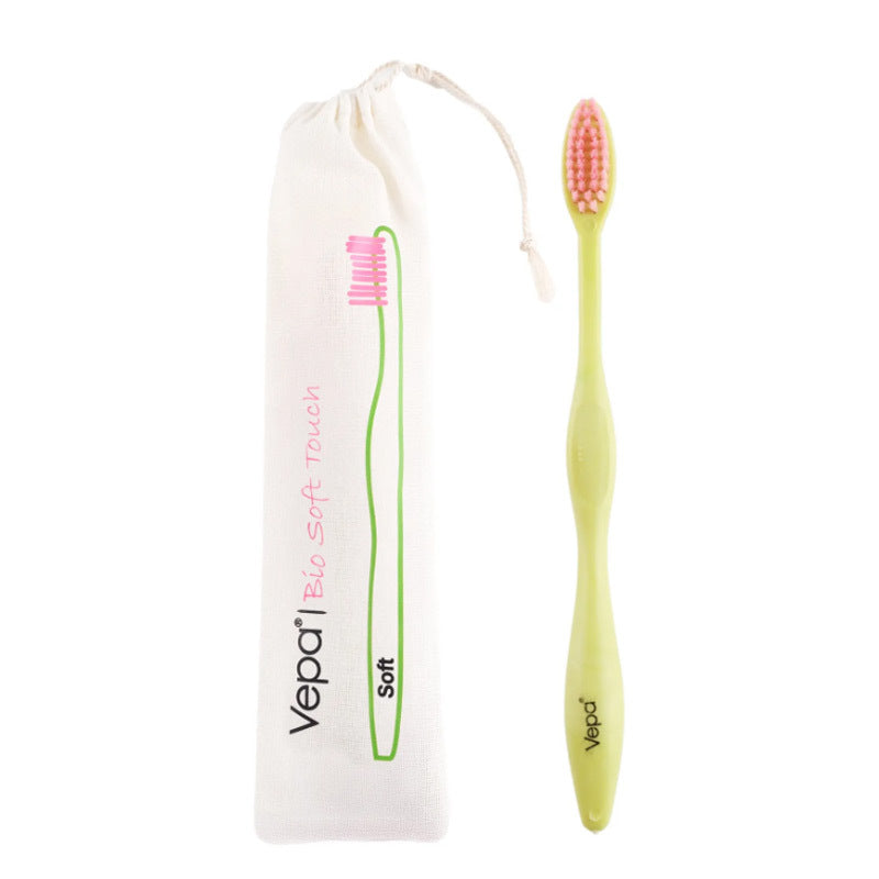 Vepa Bio Soft Touch Wooden Adult Toothbrush with Pouch 1 Count