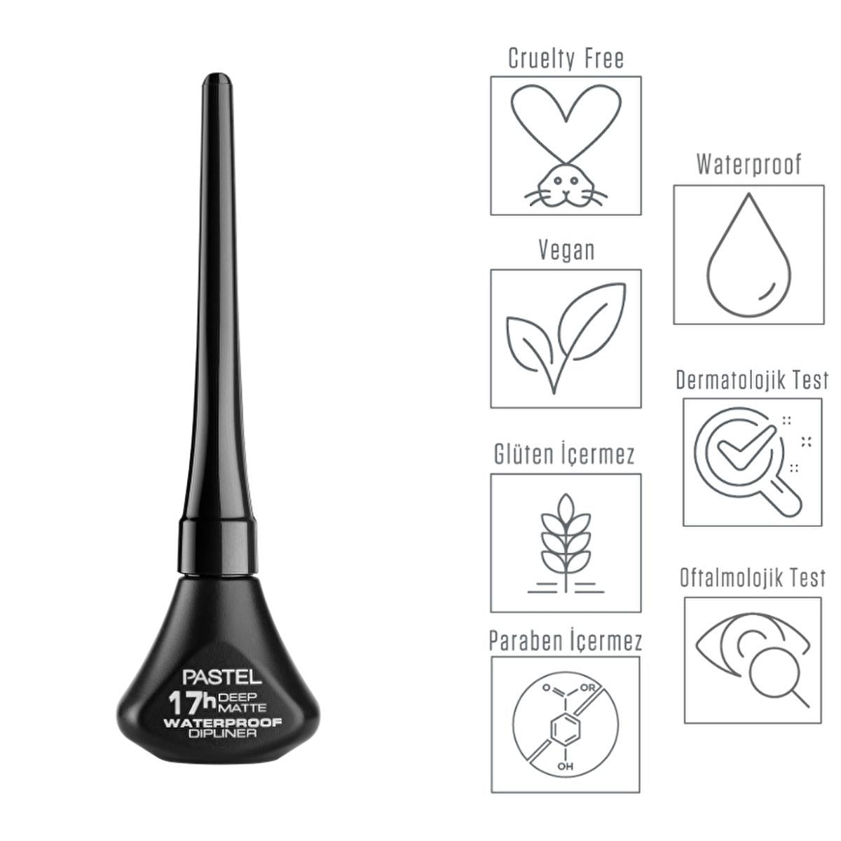 Pastel Waterproof Dipliner 01 Siyah: Long-Lasting, Smudge-Proof Black Matte Vegan Eyeliner for Effortless Eye Makeup Pastel Waterproof Eyeliner: Smudge-Proof, Long-Lasting Beauty waterproof eyeliner, smudge proof eyeliner, black matte eyeliner, long lasting eyeliner, vegan eyeliner, cruelty free eyeliner, easy application eyeliner, sweat resistant eyeliner, dermatologically tested eyeliner, eye makeup, eyeliner, eye liner, waterproof eye liner, smudge-proof eye liner, black eyeliner, matte eyeliner, long-la
