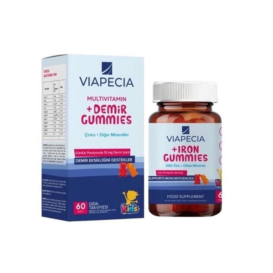 Viapecia Iron and Multivitamin Gummy for Daily Support 60 Count