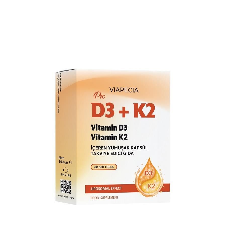 Viapecia PRO D3+K2 Vitamin Support 60 Softgels