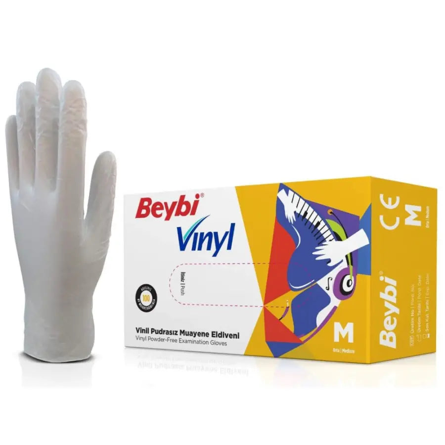 Beybi Powder-Free Vinyl Examination Gloves 100 Count