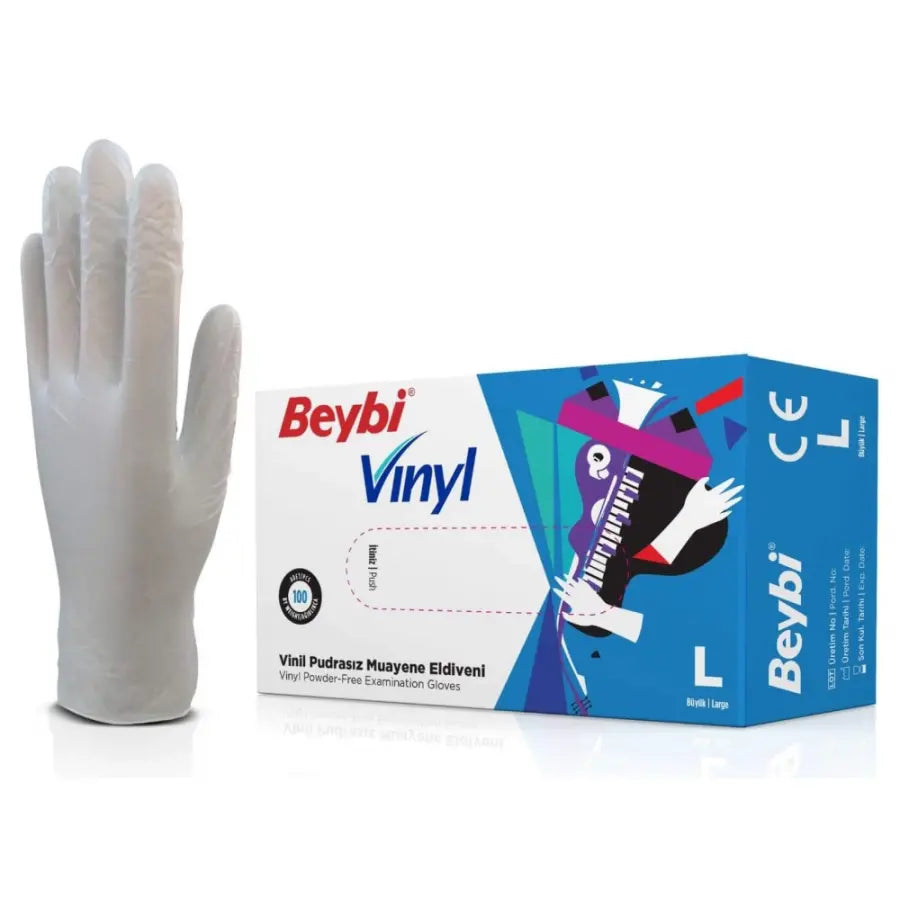 Beybi Powder-Free Vinyl Examination Gloves 100 Count