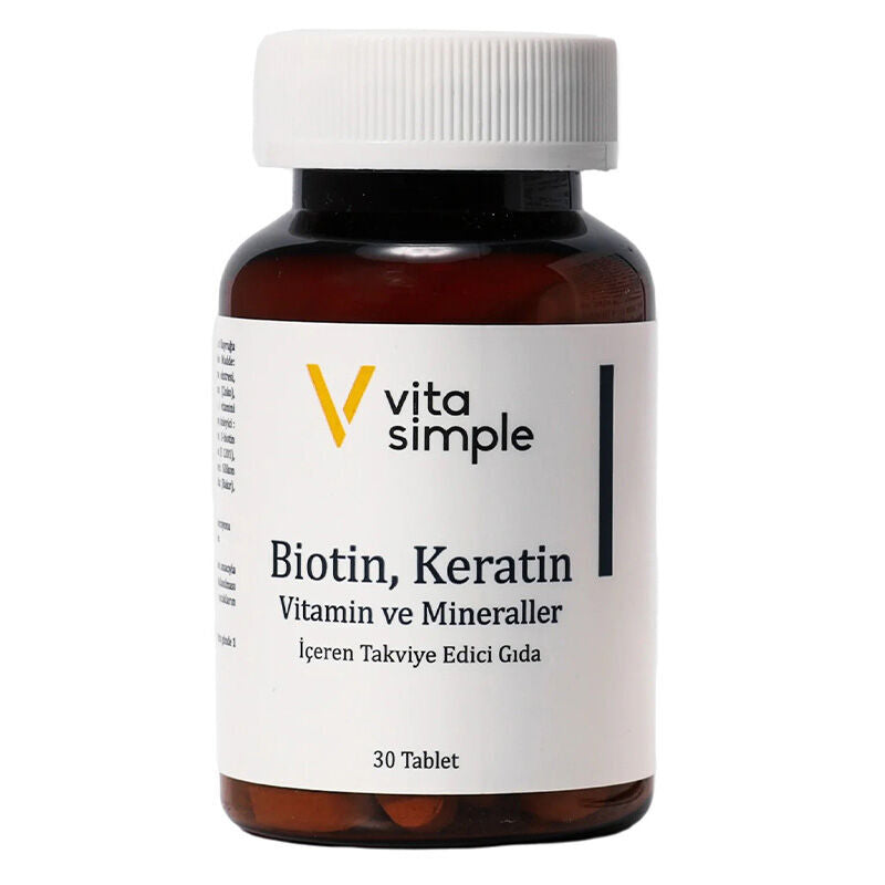 Vita Simple Biotin &amp; Keratin Hair Support Supplement 30 Tablets