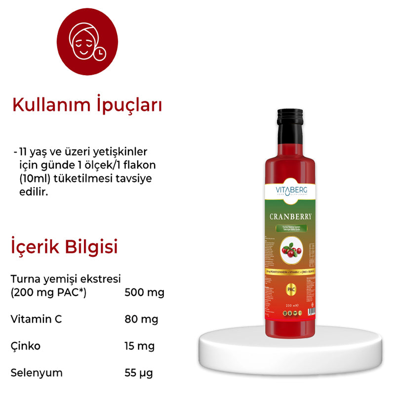 Vitaberg Cranberry Extract Liquid Supplement with Zinc 250ml