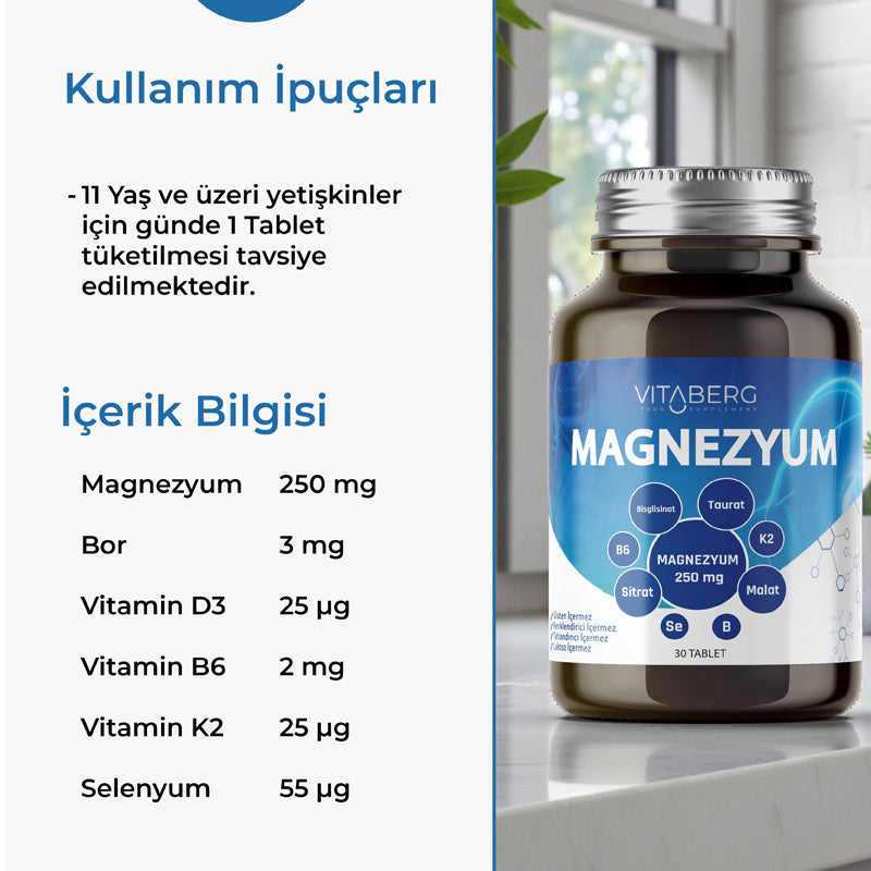 Vitaberg Magnesium Complex with Vitamin D3 & B6 30 Tablets