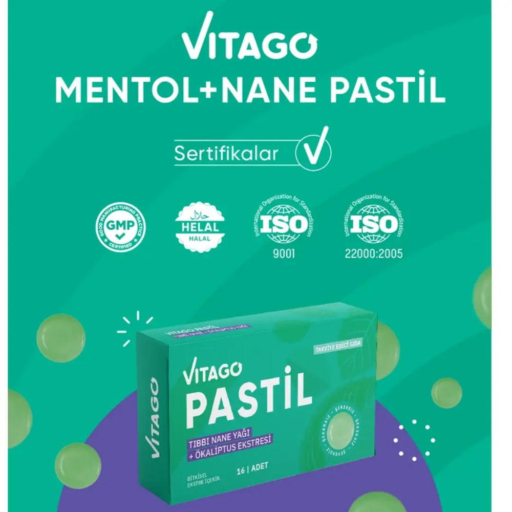 Vitago Peppermint and Eucalyptus Oil Lozenges 16 Count