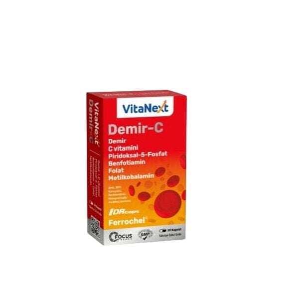 Focus Pharma Vitanext Demir-C Iron and Vitamin Support 30 Capsules