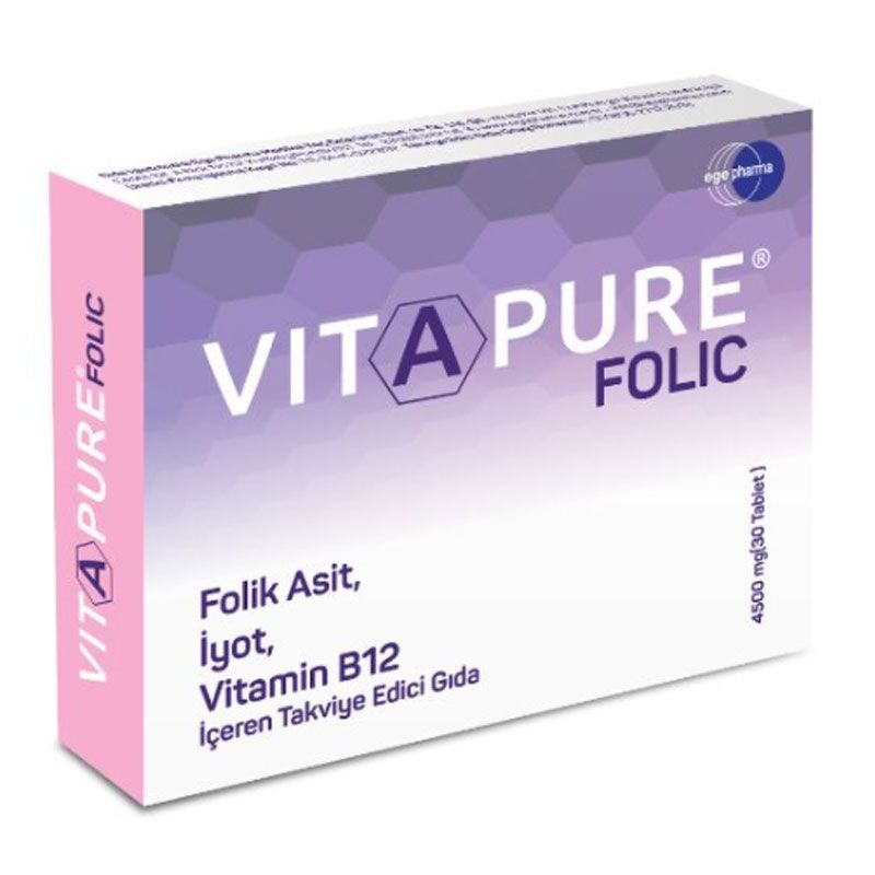 Ege Pharma Vitapure Folic with B12 & Iodine 30 Tablets