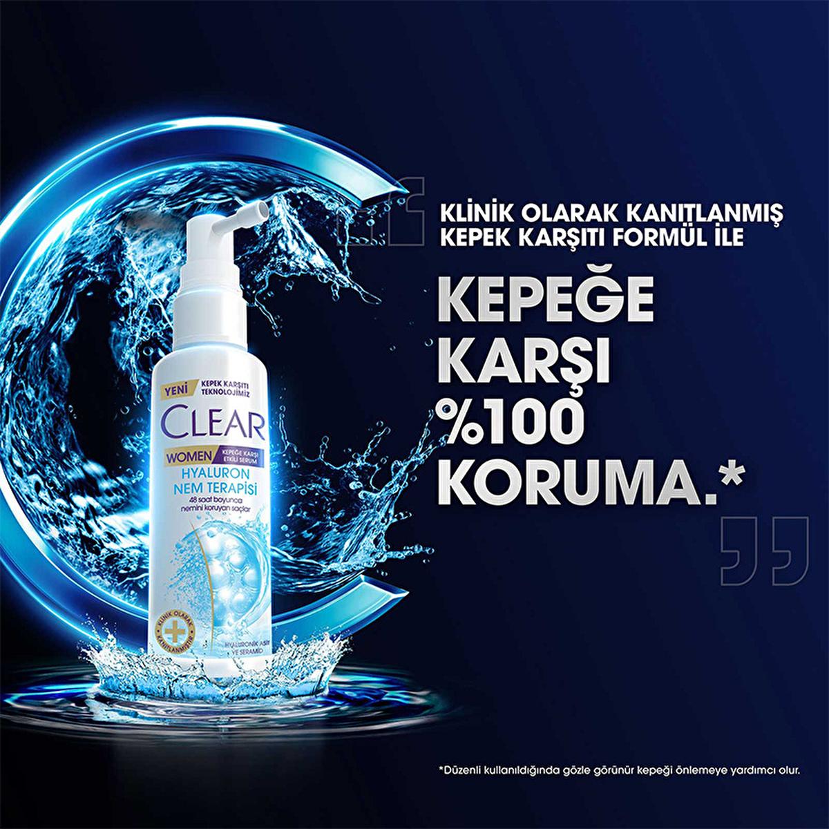 Clear Women Hyaluron Nem Terapisi Serum - 48 Hour Hydrating Anti-Dandruff Hair Serum for Dry Scalp Clear Women Hyaluron Nem Terapisi Serum - Hydrating Anti-Dandruff Hair Serum Hyaluronic hair serum, anti-dandruff hair care, moisturizing hair serum, dry scalp treatment, hair hydration, hyaluronic acid, ceramide, moisture-lock technology, leave-in treatment, hair care, scalp care, dandruff relief, dry scalp relief, hair nourishment