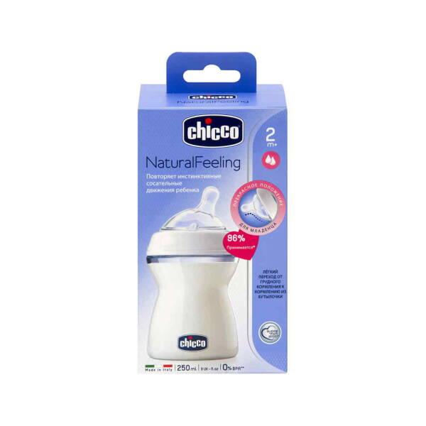 Chicco Natural Feeling Baby Bottle 250ml - Baby Feeding Bottle for Newborns & Infants 2 Months+ - Baby Care