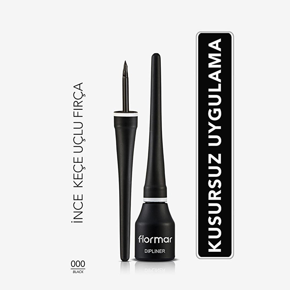Flormar Dipliner Black Eyeliner - Long-Lasting, Coconut Oil Enriched, Semi-Matte Finish - view 5