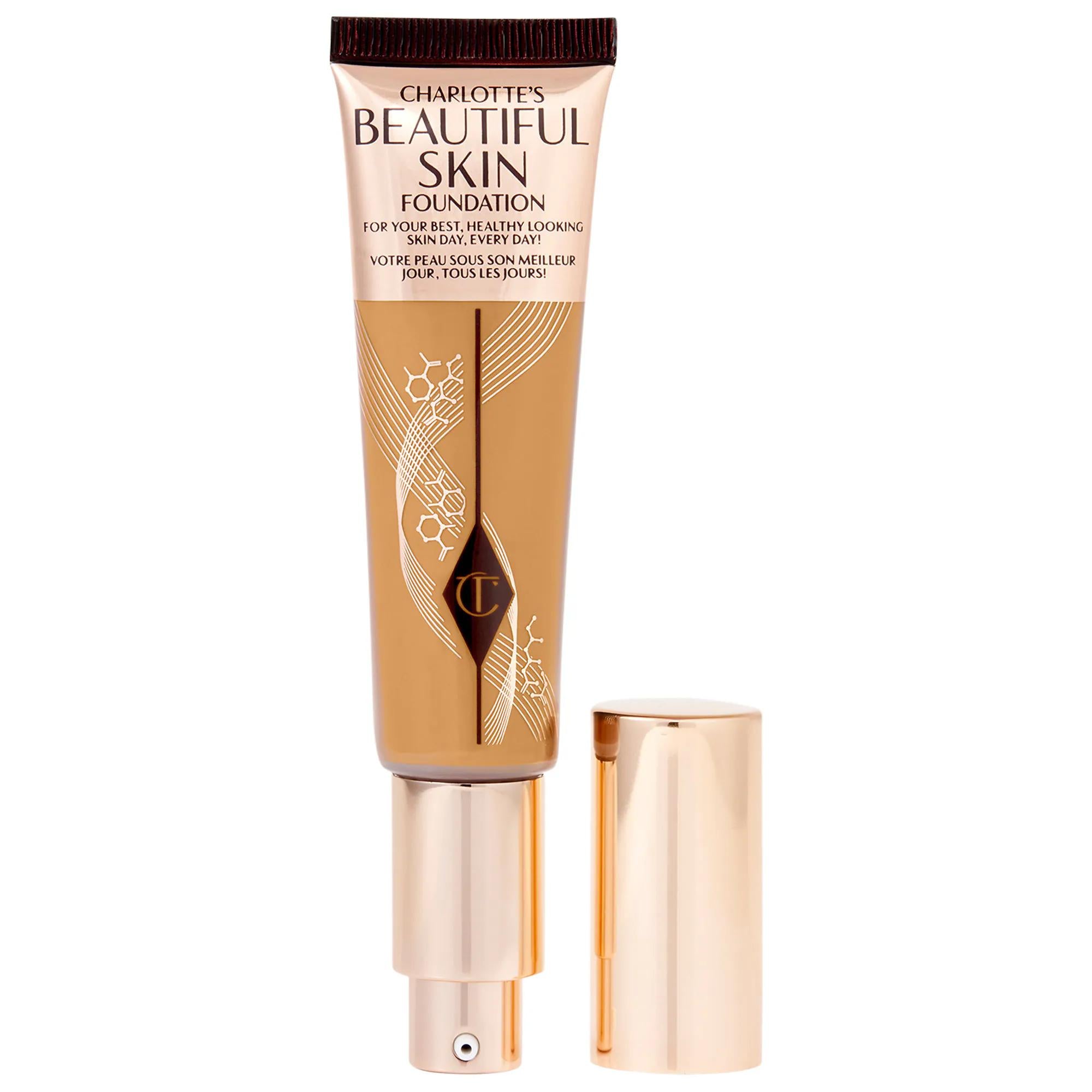 Charlotte Tilbury Beautiful Skin Medium Coverage Liquid Foundation with Hyaluronic Acid - Vegan, Cruelty-Free, 16hr Wear Charlotte Tilbury Beautiful Skin Liquid Foundation - 16hr Wear, Vegan &amp; Cruelty-Free Liquid Foundation, Medium Coverage Foundation, Skincare-Infused Makeup, Vegan Cosmetics, Cruelty-Free Beauty, Charlotte Tilbury, Hyaluronic Acid, Rose Complex, Bix-Activ, Long-Lasting Coverage, Hydrating Foundation, Clean Beauty, Sensitive Skin Friendly, Natural Finish, Makeup for Busy Professionals, Skin