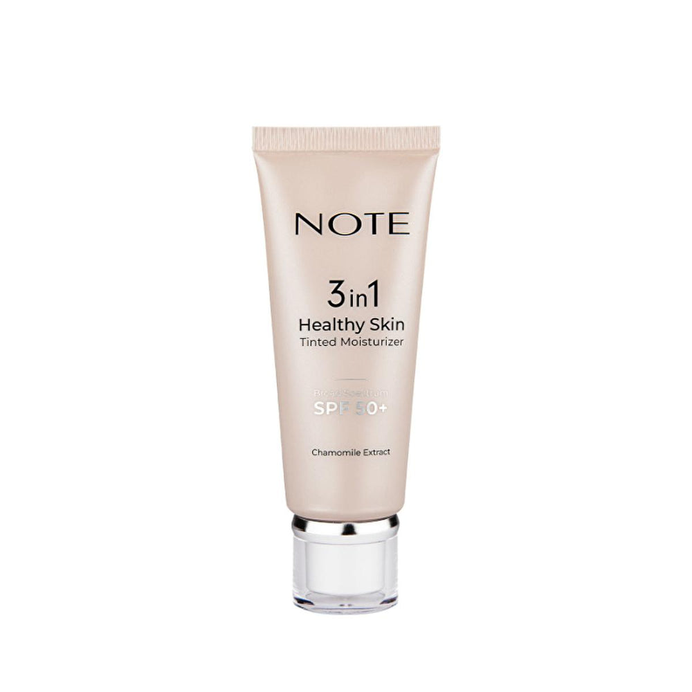 NOTE Cosmetics 3 In 1 Healthy Skin Tinted Moisturizer: SPF 50, Lightweight, Evens Skin Tone & Protects NOTE Cosmetics Tinted Moisturizer SPF 50 - Healthy, Radiant Skin tinted moisturizer, SPF 50 moisturizer, healthy skin moisturizer, lightweight tinted moisturizer, chamomile extract moisturizer, 3 in 1 moisturizer, sun protection moisturizer, moisturizer, SPF 50, sunscreen, chamomile extract, lightweight, skin tone evening, natural look, skincare, sun protection, UVA protection, UVB protection, anti-aging, 